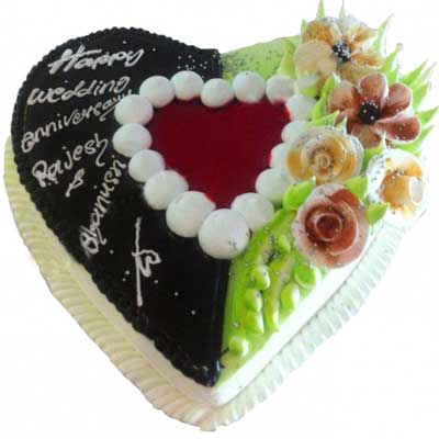 "Heart shape cake topped with Chocolate truffle - 1.5kgs - Click here to View more details about this Product